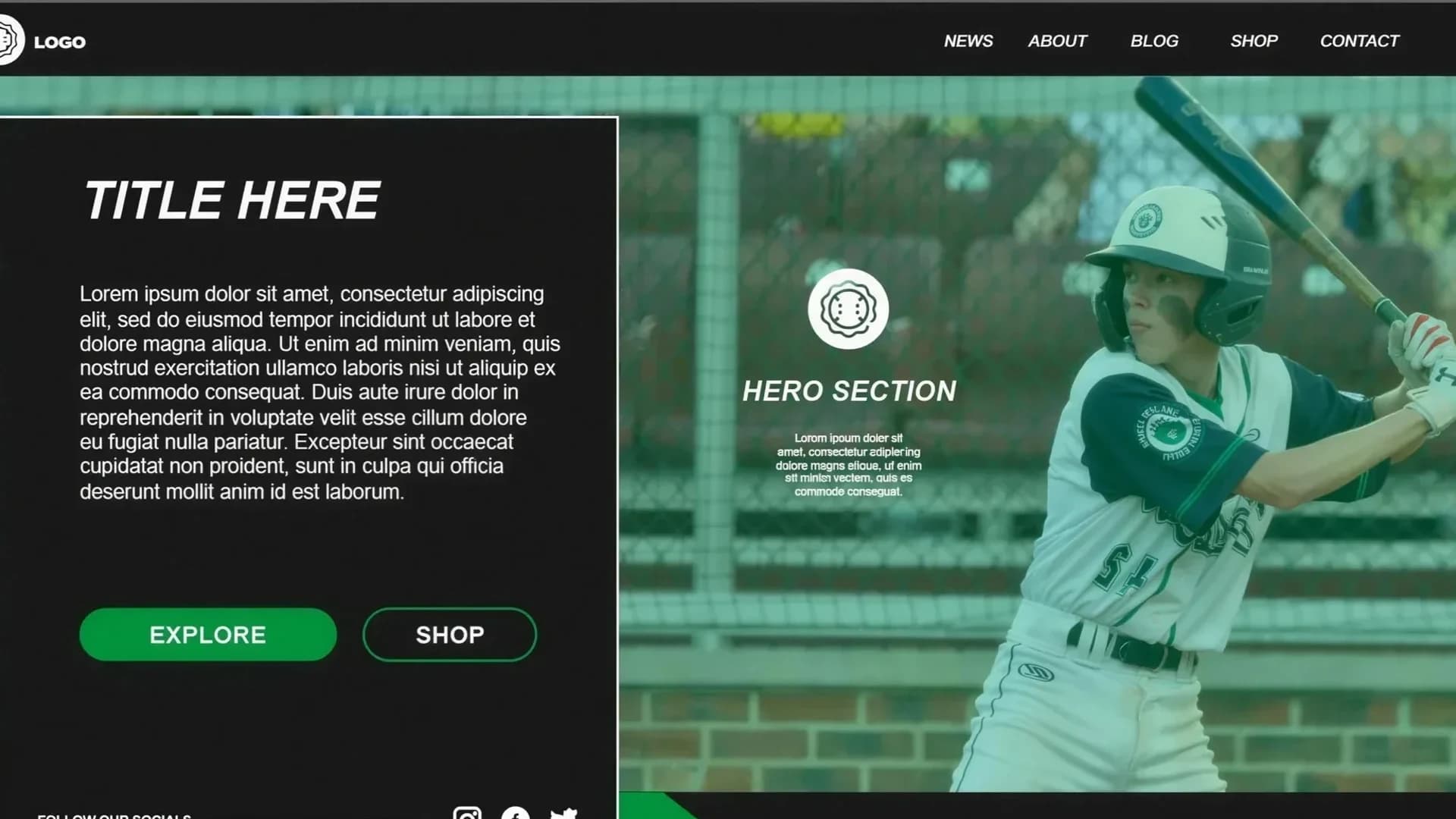 The MoBearcats home page with a batter in the hero, in green and black