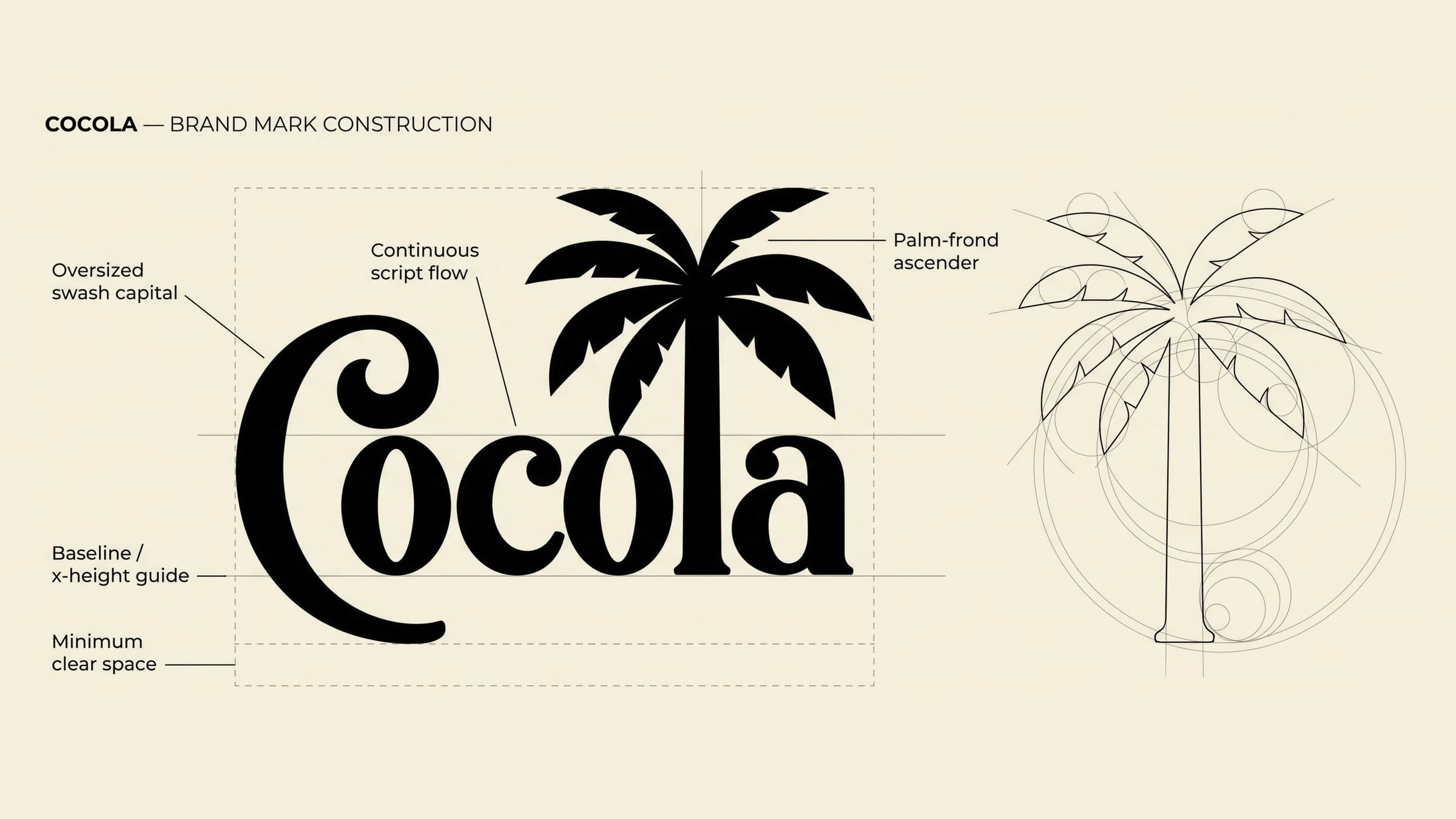 Construction breakdown of the Cocola wordmark