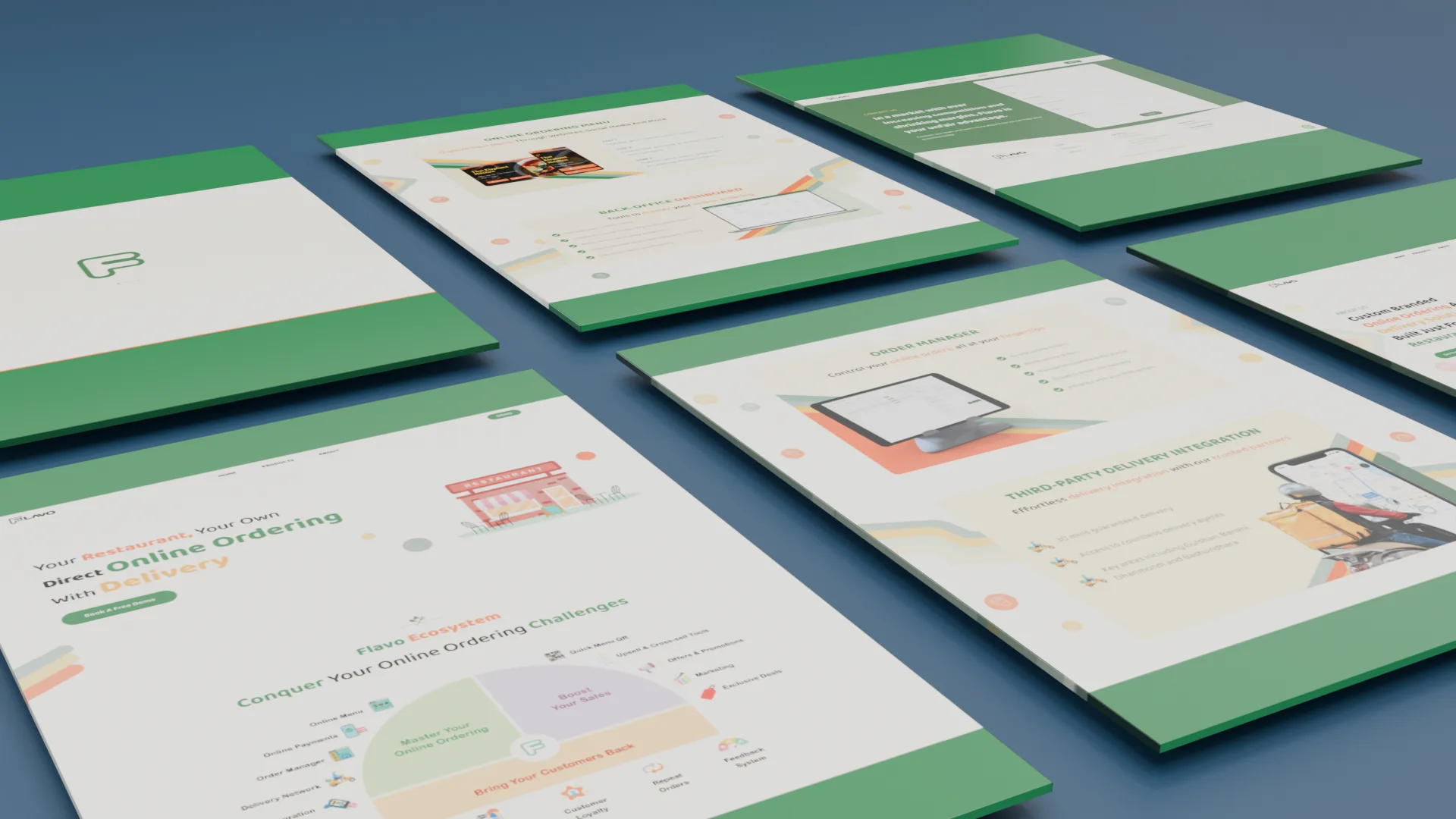 Flavo website pages laid out on devices