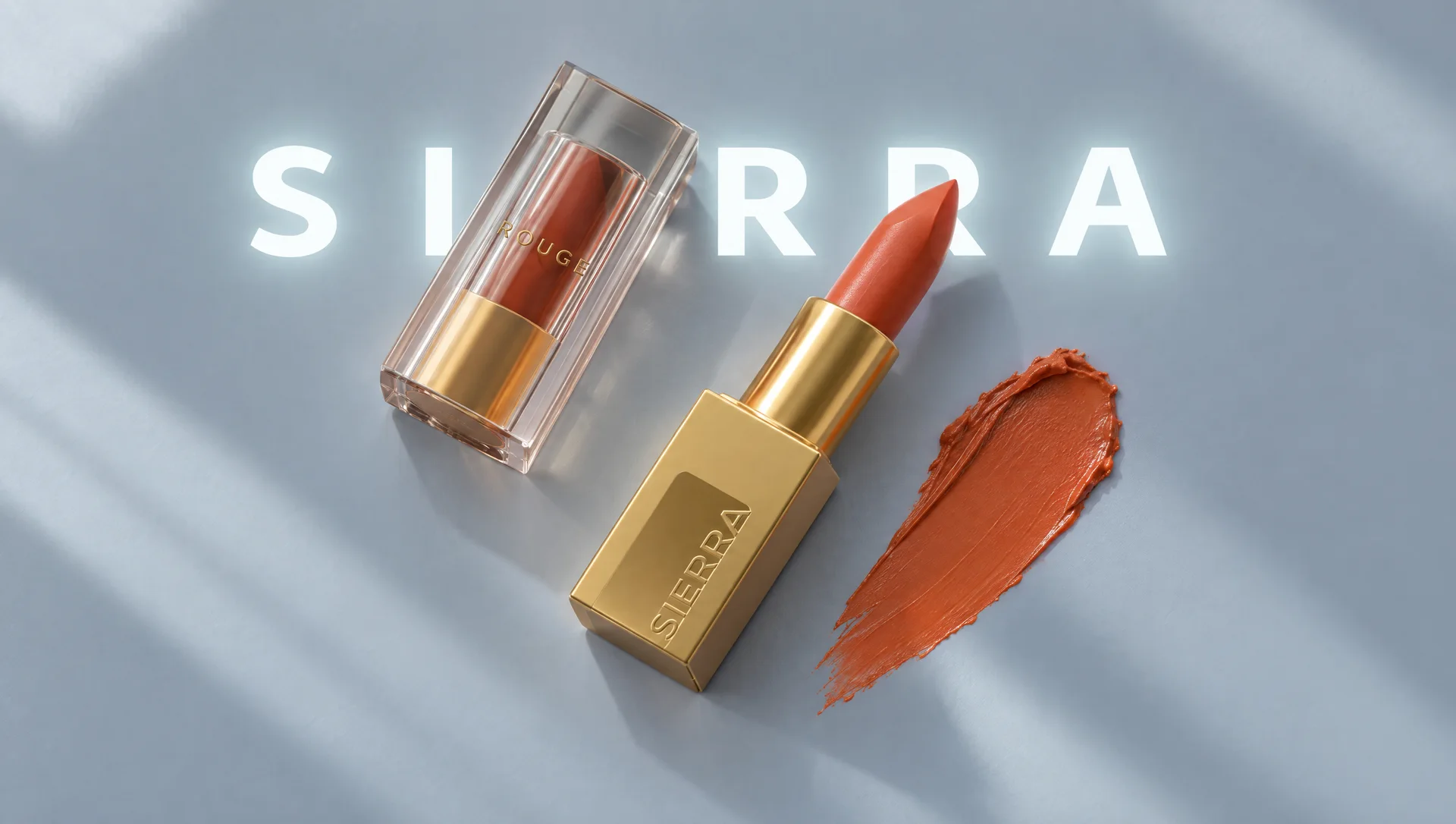 Sierra Rouge lipsticks seen from above with a swatch