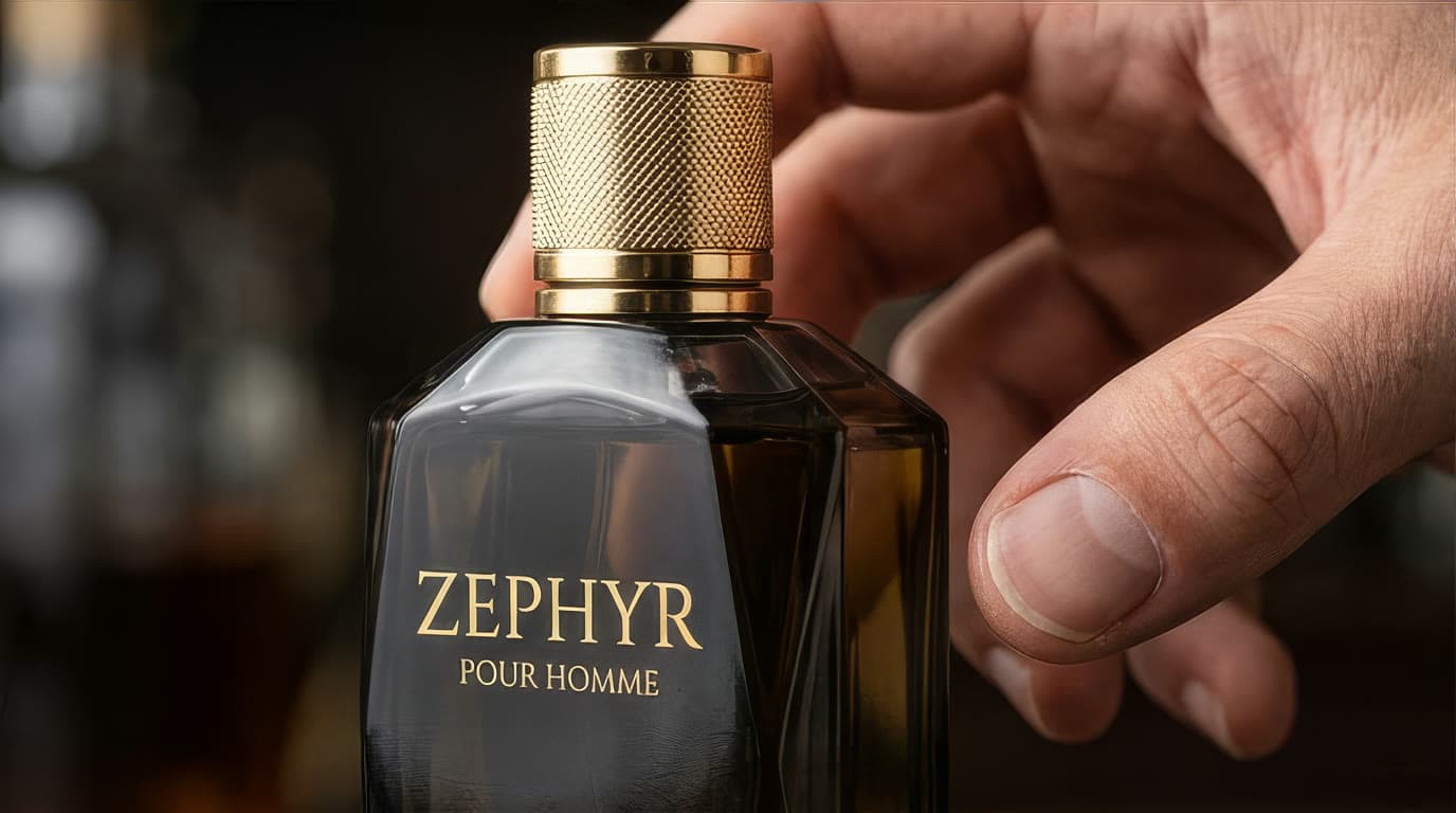 Zephyr bottle held in hand